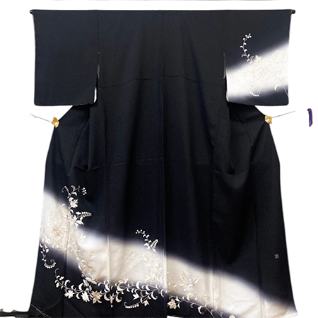 正絹 総刺繍 ぼかし染 金糸 落款あり 訪問着