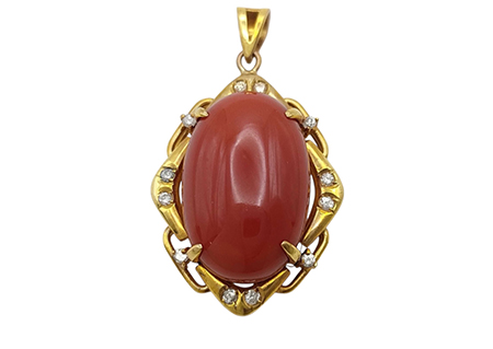 珊瑚 K12 ペンダントトップ