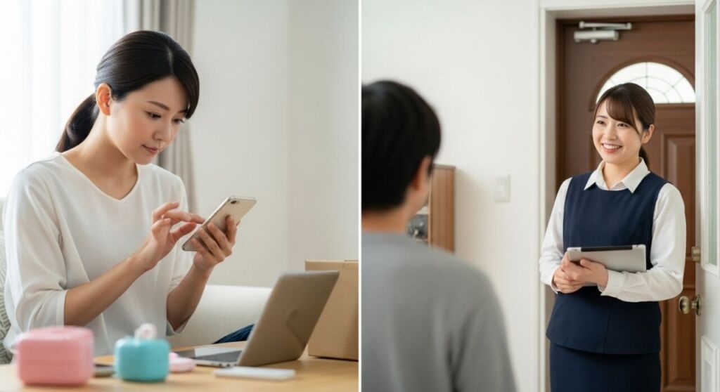 メルカリと買取業者を比較するイメージ