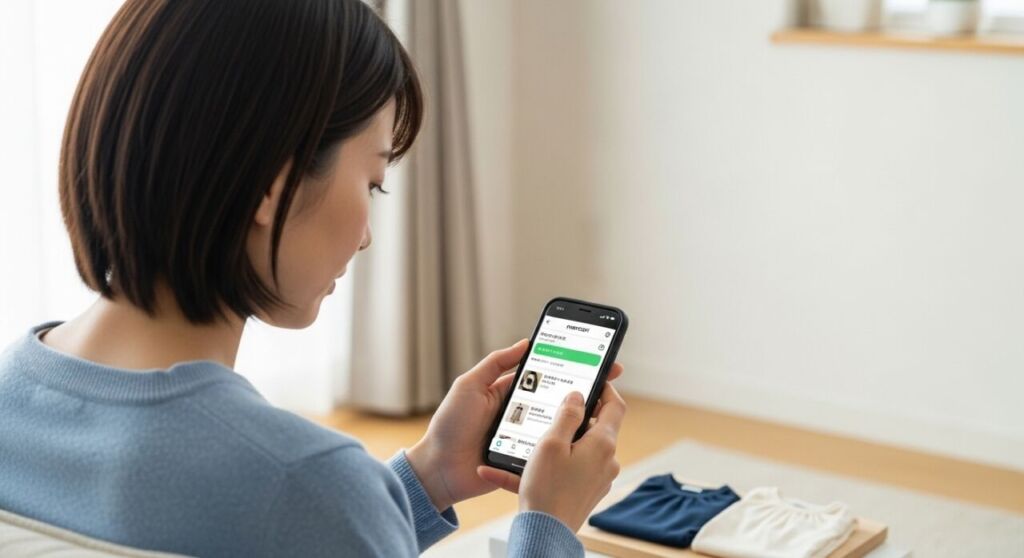 メルカリで不用品を出品する様子