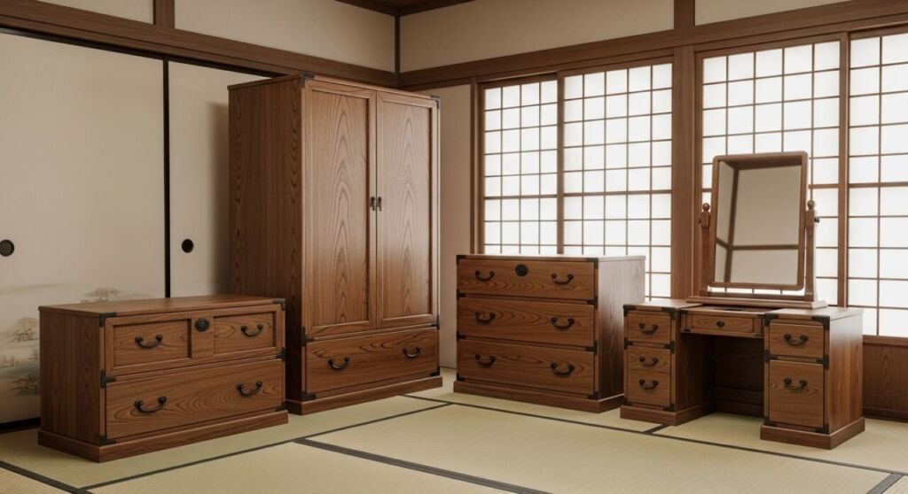 婚礼家具の和タンスと洋服タンス