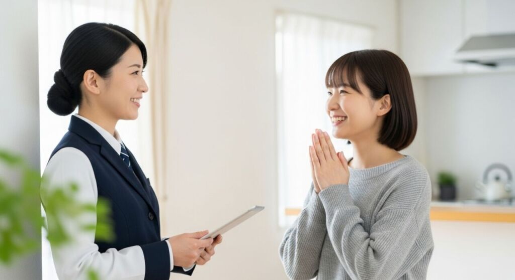 ウレルヤの出張買取で査定員がお客様に対応するシーン