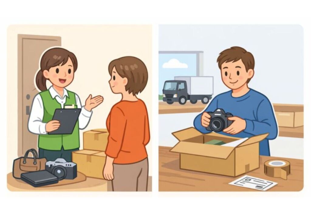 出張買取と宅配買取の比較イラスト