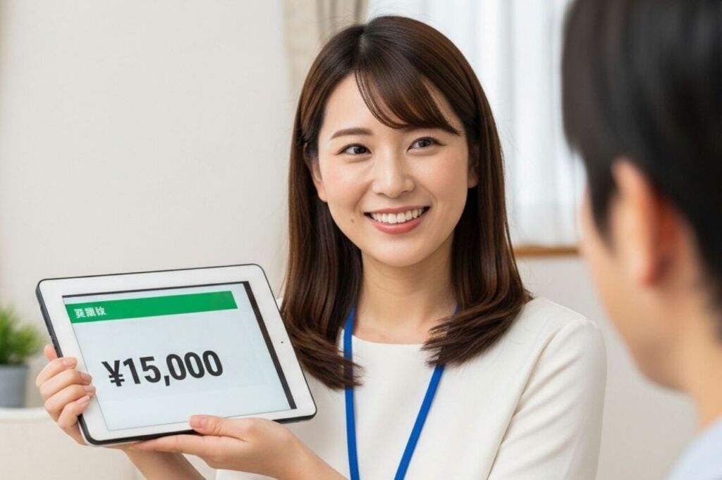 ウレルヤの出張買取で査定金額を説明するシーン