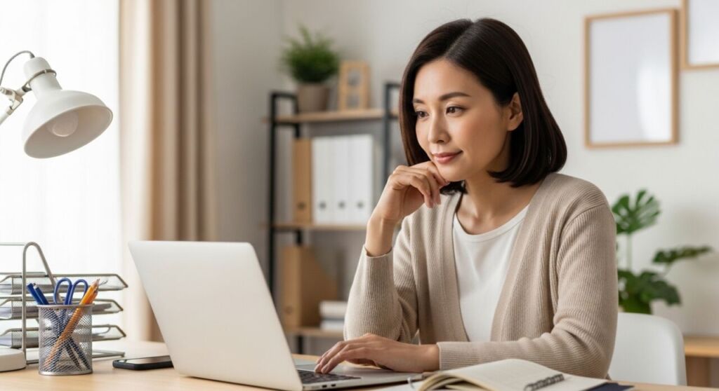 寄付先団体を比較検討する様子