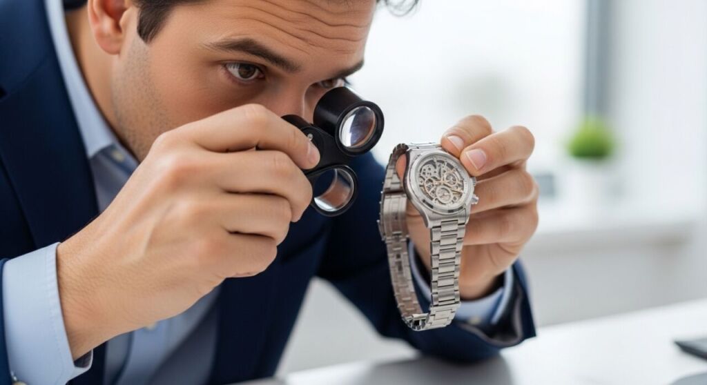腕時計を査定している様子