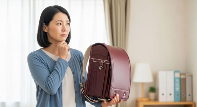 ランドセルを捨てられず悩んでいる女性