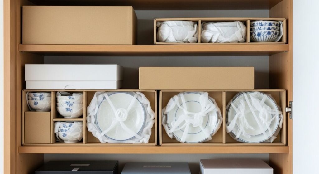 箱に入ったままの引き出物の食器