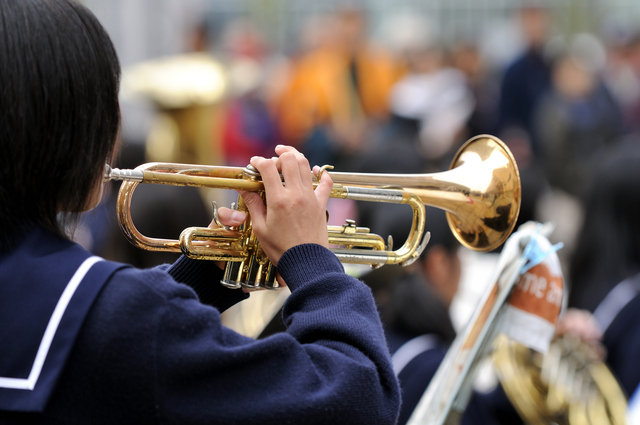 吹奏楽で使われる学生用トランペット